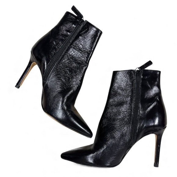 Zara Collection 3D Floral Ankle Boots Black Leather High Heel Stiletto Glam Sz 5 - Picture 2 of 13